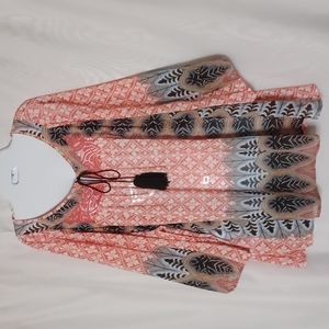 ZAC & RACHEL Women's Pink & Gray Floral Round Neck Top. Size 3X